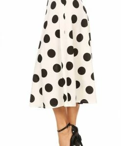 MISS MOA Mini Skirts & Mid Length Skirt Miss Me Yet Polka Dot Midi Skirt Black