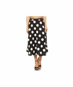 MISS MOA Mini Skirts & Mid Length Skirt Miss Me Yet Polka Dot Midi Skirt Black