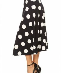 MISS MOA Mini Skirts & Mid Length Skirt Miss Me Yet Polka Dot Midi Skirt Black