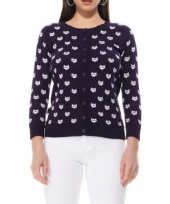 MAK-1 Face The Facts Kitty Face Cardigan Yellow Sweaters & Cardigans