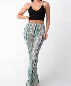 BEAR DANCE Bell Bottom Paisley Pant Aquamarine Pants & Jeans