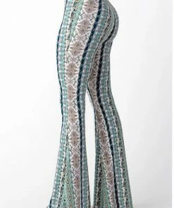 BEAR DANCE Bell Bottom Paisley Pant Aquamarine Pants & Jeans