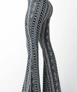 BEAR DANCE Bell Bottom Paisley Pant Gray