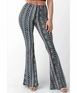 BEAR DANCE Bell Bottom Paisley Pant Gray