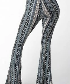 BEAR DANCE Bell Bottom Paisley Pant Gray