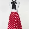 IXIA2 Fashion Frenzy Midi Skirt - Red Polka Dot Mini Skirts & Mid Length Skirt