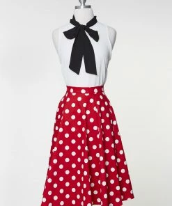 IXIA2 Fashion Frenzy Midi Skirt - Red Polka Dot Mini Skirts & Mid Length Skirt