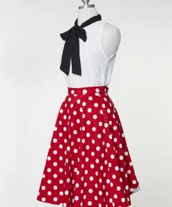 IXIA2 Fashion Frenzy Midi Skirt - Red Polka Dot Mini Skirts & Mid Length Skirt