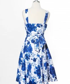 Varga Endless Floral Marilyn Blue Dress