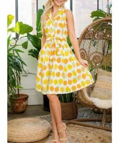 LA SOUL Pucker Up Lemon Dress Printed Dresses