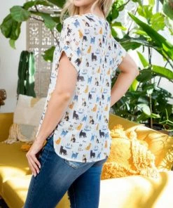 LA SOUL Friends Forever Cat Top Short Sleeve Top