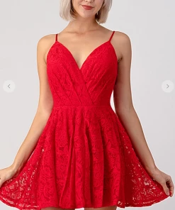 Maniju Party & Cocktail Dresses Mackenzie Lace Party Dress Red
