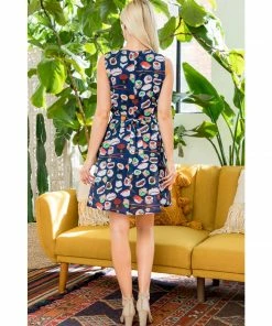 LA SOUL Printed Dresses Sushi Please Dress Navy