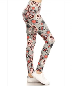 LOVE IT Legging Skulls Grey And Peach