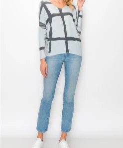 ENTI CLOTHING Abstract Top Light Cyan Knit Tops