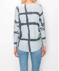 ENTI CLOTHING Abstract Top Light Cyan Knit Tops