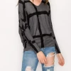 ENTI CLOTHING Abstract Top Grey Knit Tops