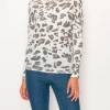 ENTI CLOTHING Knit Tops Leopard Over Sized Top White