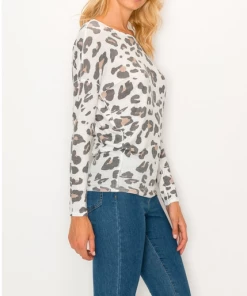 ENTI CLOTHING Leopard Over Sized Top Tan