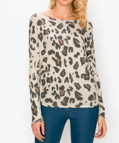 ENTI CLOTHING Leopard Over Sized Top Tan