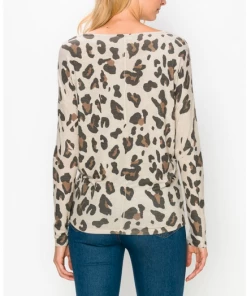 ENTI CLOTHING Knit Tops Leopard Over Sized Top White