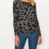 ENTI CLOTHING Knit Tops Leopard Over Sized Top Grey