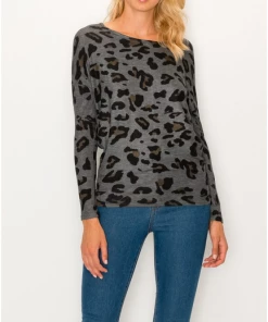 ENTI CLOTHING Leopard Over Sized Top Tan