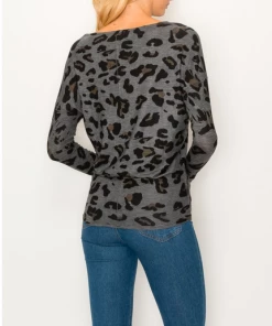 ENTI CLOTHING Knit Tops Leopard Over Sized Top White