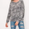 ENTI CLOTHING Camouflaged Top Grey Knit Tops