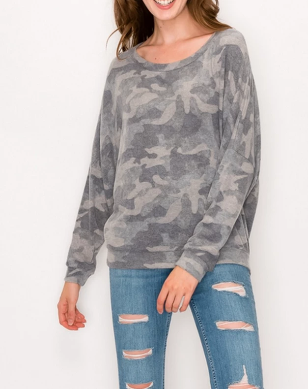 ENTI CLOTHING Camouflaged Top Grey Knit Tops 3 ENTI CLOTHING Camouflaged Top Grey Knit Tops