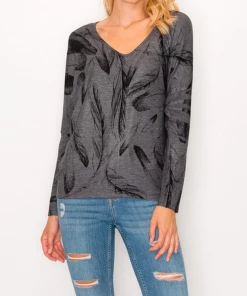 ENTI CLOTHING Feather Top Grey