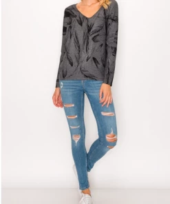 ENTI CLOTHING Feather Top Grey