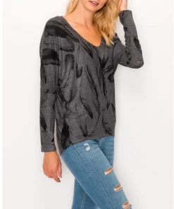 ENTI CLOTHING Feather Top Grey