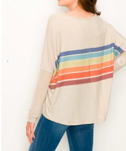 ENTI CLOTHING Rainbow Are Forever Stripe Top White Knit Tops