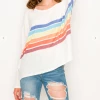 ENTI CLOTHING Rainbow Are Forever Stripe Top White Knit Tops
