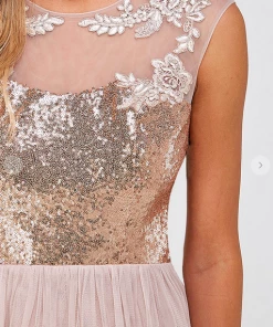 Maniju Mona Sequin Top Tulle Skirt Navy Party & Cocktail Dresses