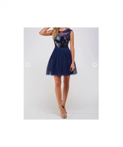 Maniju Mona Sequin Top Tulle Skirt Navy Party & Cocktail Dresses