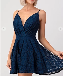 Maniju Mackenzie Lace Party Dress Navy Party & Cocktail Dresses
