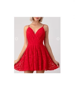 Maniju Party & Cocktail Dresses Mackenzie Lace Party Dress Red