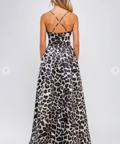 Maniju Maxi Dresses & Jumpsuits So Fierce Leopard Maxi Dress Grey