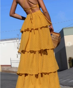 Dress Day V Neck Ruffle Dress