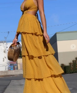 Dress Day Maxi Dresses & Jumpsuits V Neck Ruffle Dress