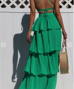 Dress Day V Neck Ruffle Dress Maxi Dresses & Jumpsuits