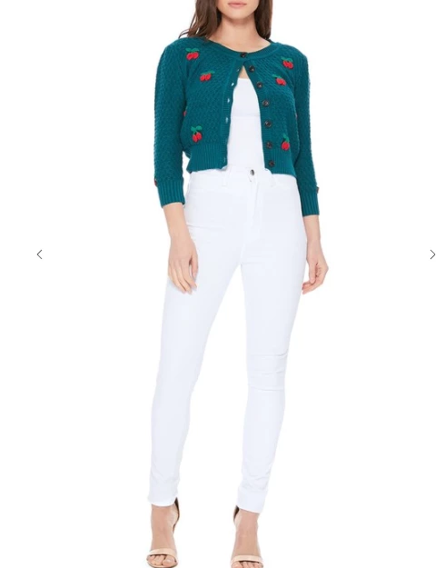 MAK-1 Cherry Embroidered Teal Cardigan Sweaters & Cardigans 9 MAK-1 Cherry Embroidered Teal Cardigan Sweaters & Cardigans