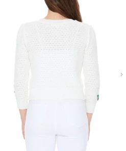 MAK-1 Sweaters & Cardigans Cherry Embroided White Cardigan