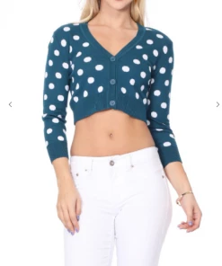 MAK-1 Perfect Polka Dot Crop Cardigan Red 14 MAK-1 Perfect Polka Dot Crop Cardigan Red