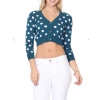 MAK-1 Sweaters & Cardigans Perfect Polka Dot Crop Cardigan Teal 2 MAK-1 Sweaters & Cardigans Perfect Polka Dot Crop Cardigan Teal