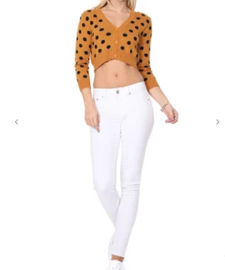 MAK-1 Sweaters & Cardigans Perfect Polka Dot Crop Cardigan Black