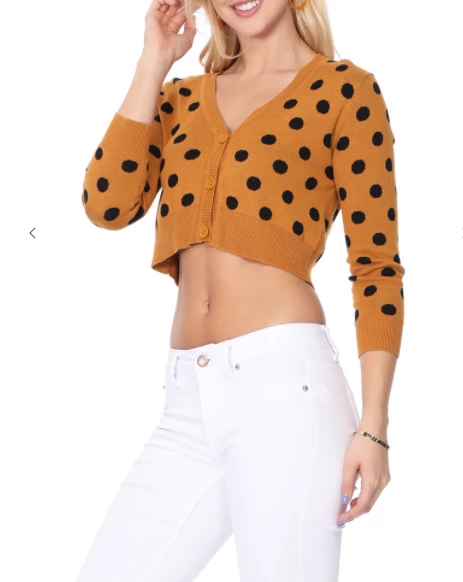 MAK-1 Sweaters & Cardigans Perfect Polka Dot Crop Cardigan Teal 6 MAK-1 Sweaters & Cardigans Perfect Polka Dot Crop Cardigan Teal