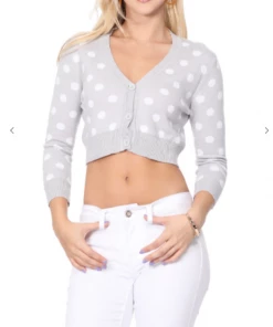 MAK-1 Perfect Polka Dot Crop Cardigan Red 13 MAK-1 Perfect Polka Dot Crop Cardigan Red
